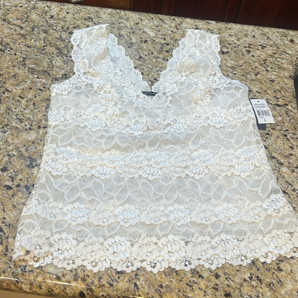 Josie Natori  Rose Parfait Floral Lace Camisole Tank Top Shell